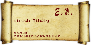 Eirich Mihály névjegykártya